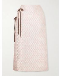 Simone Rocha - Bow-Detailed Chenille-Trimmed Quilted Printed Satin Midi Skirt - Lyst