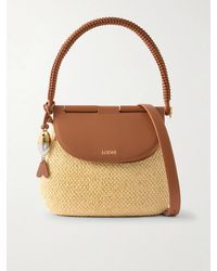 Loewe - Paula's Ibiza Pescador Medium Embellished Leather-Trimmed Raffia Shoulder Bag - Lyst