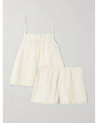 Deiji Studios - Ruffled Checked Cotton-Poplin Camisole And Shorts Set - Lyst