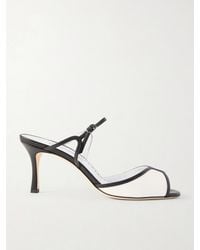 Manolo Blahnik - Versari 70 Two-Tone Leather Mules - Lyst