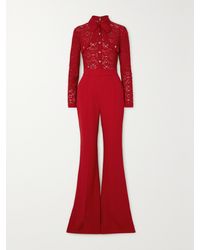 Elie Saab - Pussy-Bow Corded Lace And Crepe Jumpsuit - Lyst