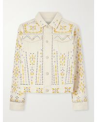 Mother - The Bruiser Appliquéd Studded Denim Jacket - Lyst