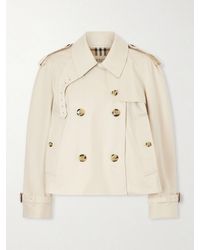 Burberry - Haltye Double-Breasted Belted Cotton-Gabardine Cropped Trench Jacket - Lyst