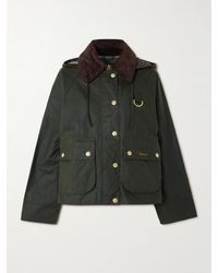 Barbour - Reighton Hooded Corduroy-Trimmed Waxed-Cotton Jacket - Lyst