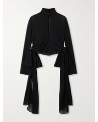 Alaïa - Knotted Crepe De Chine Blouse - Lyst