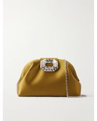 AMINA MUADDI - Camelia Crystal-Embellished Satin Clutch - Lyst
