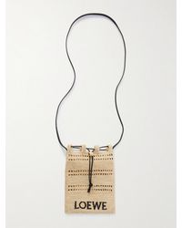 Loewe - Sac Porté Épaule En Raphia À Broderie Et À Finitions En Cuir X Paula's Ibiza - Lyst