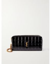 Saint Laurent - Cassandre Carré Matelassé Patent Faux-Leather Pouch - Lyst