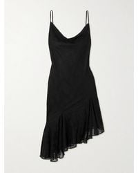 Conner Ives - Asymmetric Ruffled Jacquard Mesh And Tulle Mini Dress - Lyst