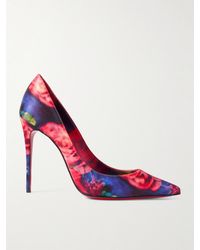 Christian Louboutin - Kate 100 Pumps Aus Glänzendem Crêpe Mit Blumenprint - Lyst