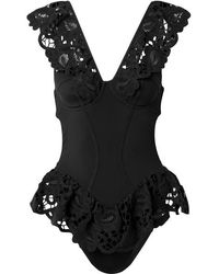 Agent Provocateur Daize Badeanzug Mit Bügeln, Spitzenbesätzen Und Freier Rückenpartie - Schwarz