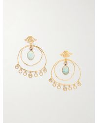 Chloé - Sunflower Goldfarbene Ohrringe Mit Amazoniten Und Sodalithen - Lyst