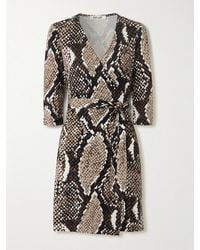 Diane von Furstenberg - Julian Snake-Print Silk-Jersey Mini Wrap Dress - Lyst