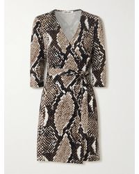 Diane von Furstenberg - Julian Snake-Print Silk-Jersey Mini Wrap Dress - Lyst