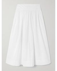Posse - Rue Pleated Cotton-Poplin Midi Skirt - Lyst