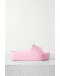 Balenciaga Mono Logo-embossed Rubber Platform Slides - Pink