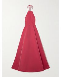 BERNADETTE - Delilah Open-Back Taffeta Halterneck Gown - Lyst