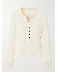 Bottega Veneta - Ribbed Stretch-Cotton Henley Top - Lyst