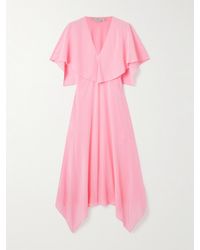 Stella McCartney - Asymmetrisches Midikleid Aus Seiden-Crêpe Mit Raffungen - Lyst