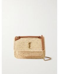 Saint Laurent - Niki Mini Leather-Trimmed Raffia Shoulder Bag - Lyst