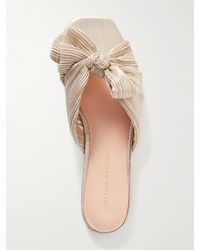 Loeffler Randall - Daphne Bow-Embellished Plissé-Lamé Slidesa - Lyst