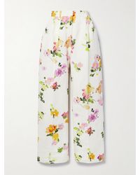 Aje. - Portray Pleated Floral-Print Linen-Blend Wide-Leg Pants - Lyst