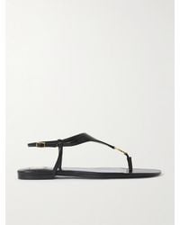 Saint Laurent - Cassandre Logo-Embellished Leather Slingback Sandals - Lyst