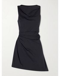 STAUD - Callie Gathered Cotton-Blend Poplin Mini Dress - Lyst
