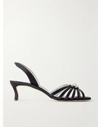 Manolo Blahnik - Fulmasli 50 Crystal-Embellished Satin Sandals - Lyst