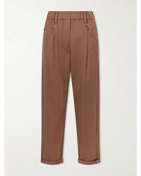 Brunello Cucinelli - Cotton-Blend Twill Straight-Leg Pants - Lyst