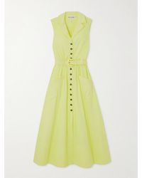 Saloni - Kirat Belted Cotton-Blend Midi Shirt Dress - Lyst