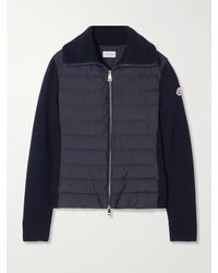 Moncler - Wool And Padded Quilted Shell Down Cardigan - Lyst
