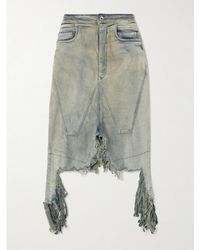 Rick Owens - Distressed Denim Midi Skirt - Lyst