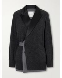 Sacai - Satin-Trimmed Wool Cardigan - Lyst