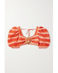 PATBO Cropped Striped Crocheted Top - Orange
