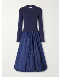 Jonathan Simkhai - Kenlie Gathered Ribbed Jersey And Taffeta Midi Dress - Lyst
