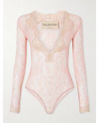 Valentino Garavani - Stretch-Lace Bodysuit - Lyst