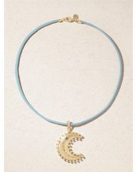 Marlo Laz - Large Southwestern Moon 14-Karat, Leather And Diamond Necklace - Lyst