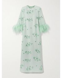 Huishan Zhang - Elias Feather-Trimmed Embellished Recycled Crepe-Jersey Gown - Lyst