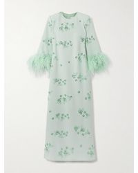 Huishan Zhang - Elias Feather-Trimmed Embellished Recycled Crepe-Jersey Gown - Lyst