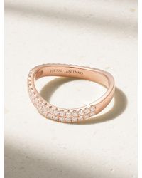Anita Ko - Curved Ring Aus 18 Karat Roségold Mit Diamanten - Lyst