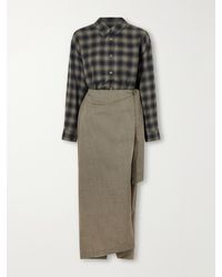 Our Legacy - Twisted Shirt Check Cotton And Wool-Blend Wrap Maxi Dress - Lyst