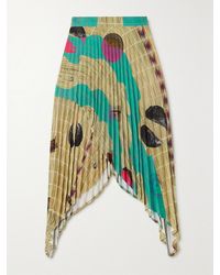 Thebe Magugu - Asymmetric Pleated Printed Crepe Skirt - Lyst