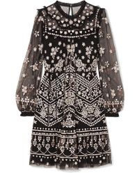 Needle & Thread Esme Embroidered Tulle Dress - Black