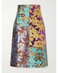 ALÉMAIS - Bodie Frayed Patchwork Floral-Jacquard Midi Skirt - Lyst