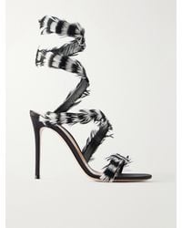 Gianvito Rossi - Opera 105 Feather-Trimmed Leather Sandals - Lyst