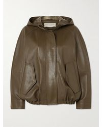Nour Hammour - Hooded Textured-Leather Bomber Jacket - Lyst