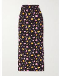 Dolce & Gabbana - Pleated Floral-Print Silk-Blend Charmeuse Midi Skirt - Lyst