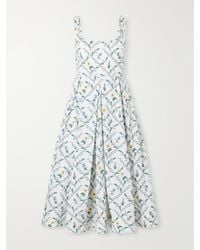 Agua Bendita - Alcaparra Brisa Floral-Print Embelished Cotton Midi Dress - Lyst