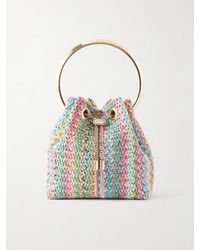 Jimmy Choo - Bon Bon Striped Woven Raffia Bucket Bag - Lyst